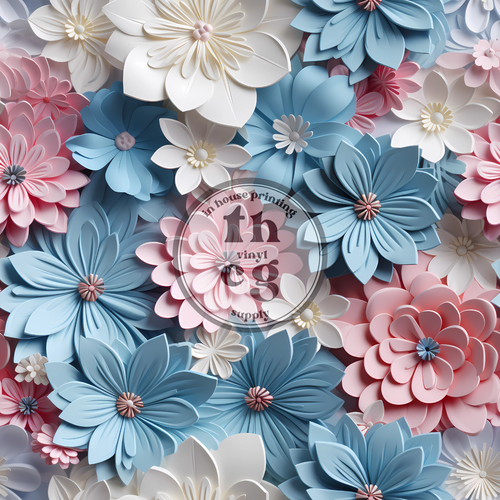 THCG259 3D Flowers Blue and Pinks