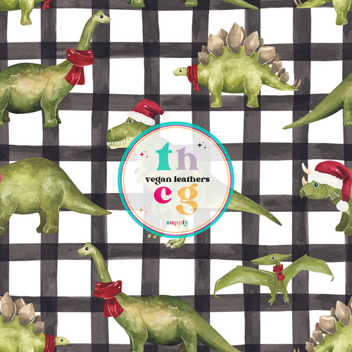 CR685 Christmas Dinos on Plaid