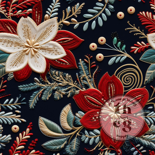 QB043 Embroidered Christmas Floral