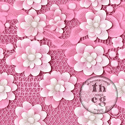 QB050 Pink Floral Embroidered