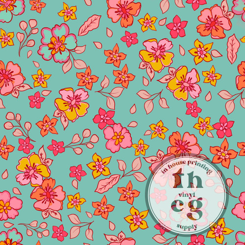 MB189 Little Bird floral Teal