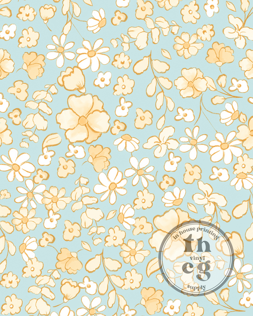 MB253 Deerly floral pattern blue