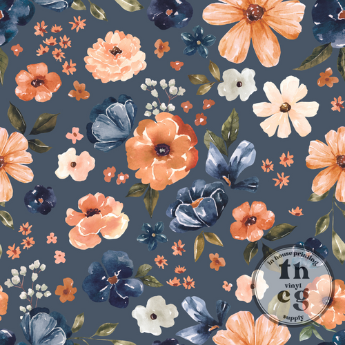 CR1152 Farm and Meadow Floral Country Blue