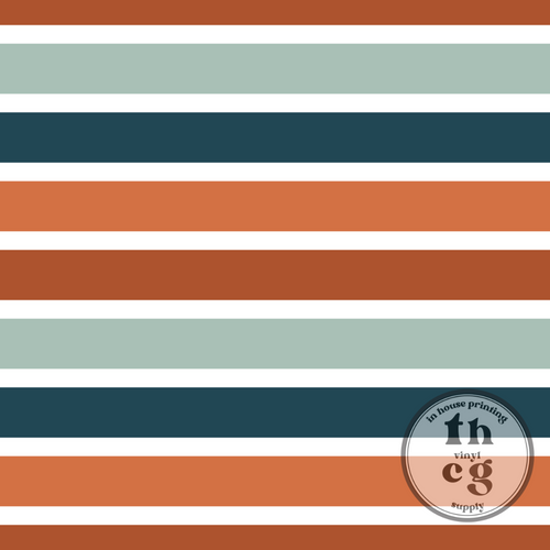 CR1215 Tropical Jungle Stripe Orange Teal