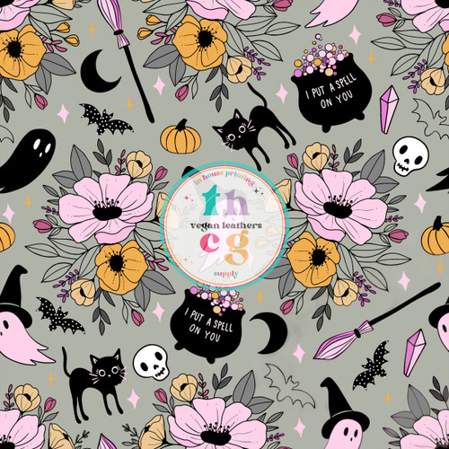 JS075 Halloween Florals  Grey