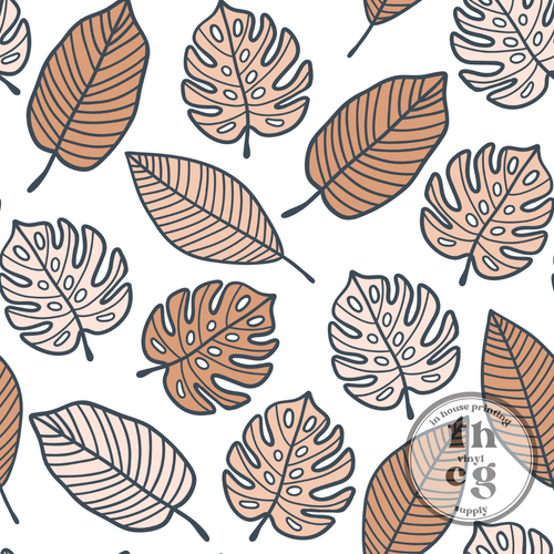 JS212 Tropical Leaves White