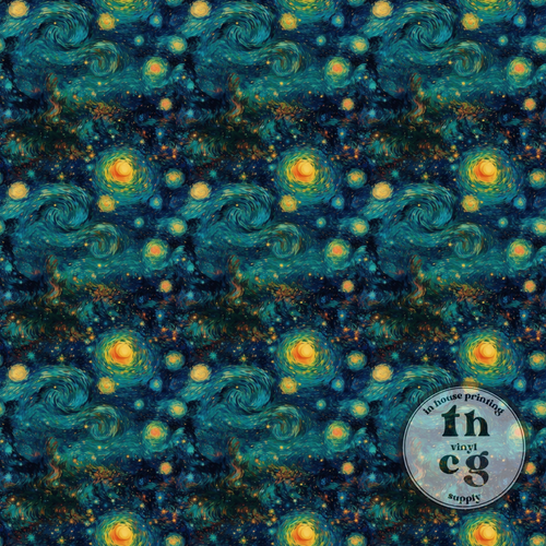 #1712 Van Gogh Dark Blue Swirls