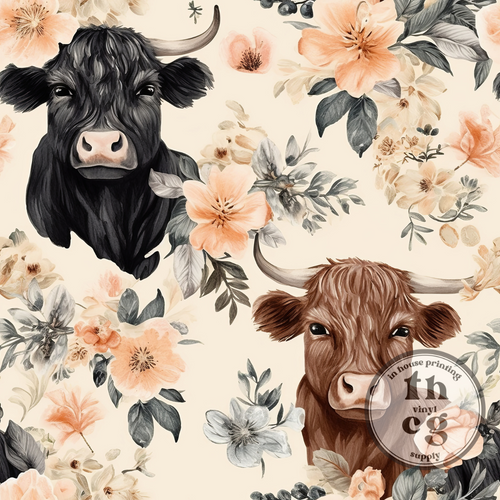#1717  Highland cows Florals