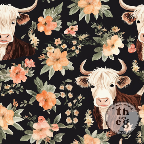 #1718  Highland cows Florals