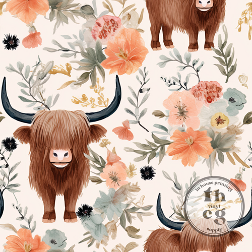 #1720 Highland cows Florals