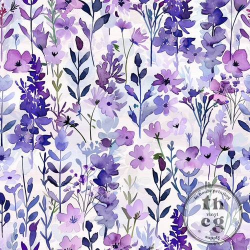 QB204 Purple Wild flowers Watercolor