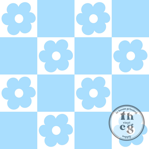 THCG511 Blue Floral Checkers