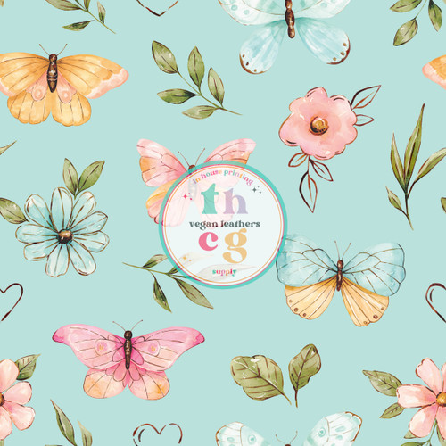 CR018 Butterfly Floral on Light Blue