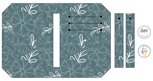 Cut and Sew - Pocket Pal WF528 Blue Sage Line art Floral