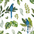 CR1244  Tropical Jungle Foliage Macaw Navy Blue