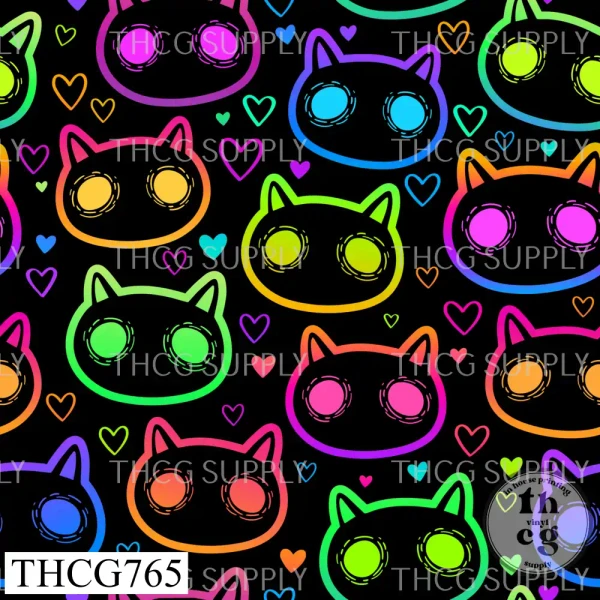 Thcg765 Neon Cat faces