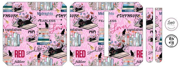 Cut and Sew - Purse Pal JCD TS Pink Heart Cats & Books