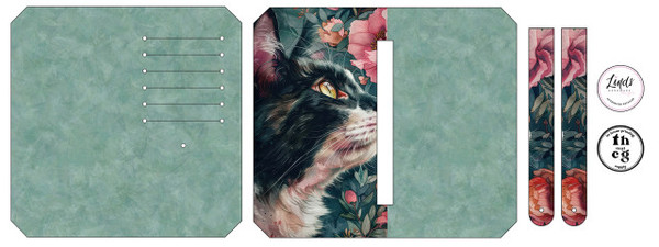 Cut and Sew Retail -  Purse Pal J619 Black and White Kitty Floral Litchi Vinyl