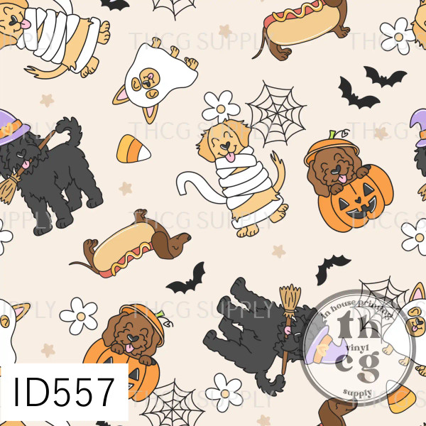 RR557 Halloween Dogs Cream