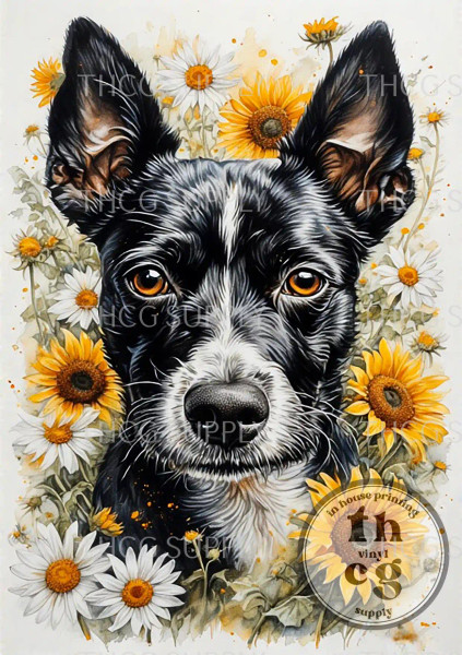 Journal Panel - BK108 Sunflower Black Dog
