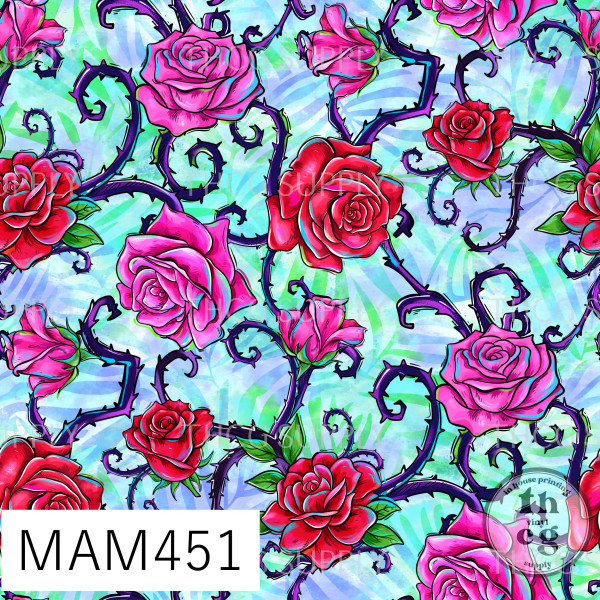 MAM451 Sleepy Princess leaves green and blue and roses