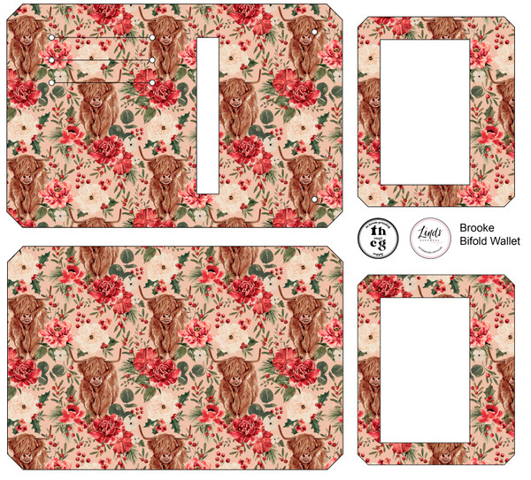 Cut and Sew - Brooke Bifold Wallet CR1434 Briar and Pine Highland Cow