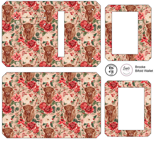 Cut and Sew - Brooke Bifold Wallet CR1434 Briar and Pine Highland Cow