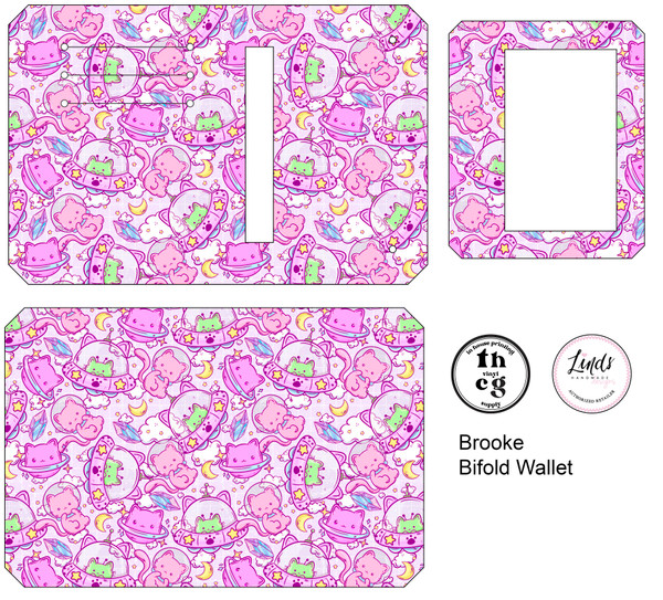 Cut and Sew - Brooke Bifold Wallet HS290 Kitty Kat Spaceship Cut and Sew - Brooke Bifold Wallet HS290 Kitty Kat Spaceship