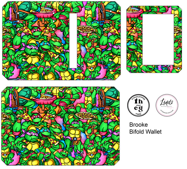 Cut and Sew - Brooke Bifold Wallet GS049 Ninja Turtles Bright