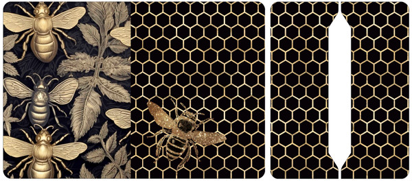 Cut and Sew - Mini Notebook Cover JCD Black & Gold Bees