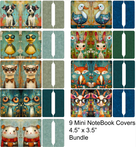 Cut and Sew - Mini Notebook - Whimsical Animals 2  Bundle