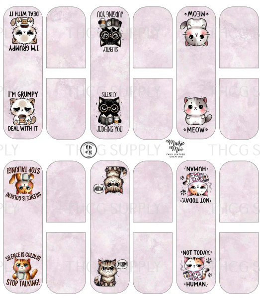 Cut and Glue -  Maisie Moo Bookmarks Cat Memes Purple