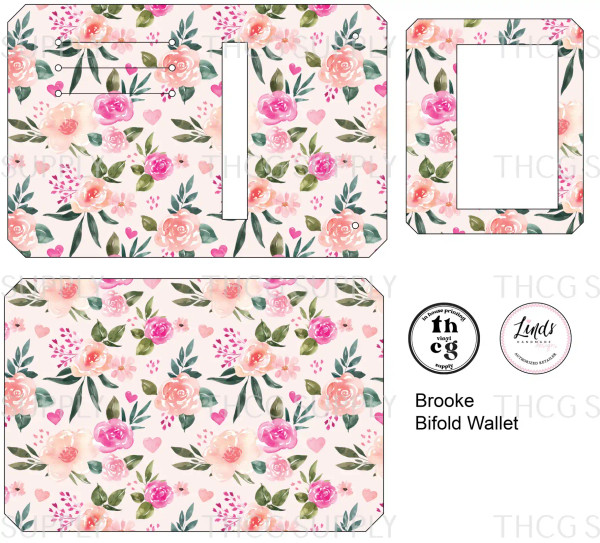Cut and Sew - Brooke Bifold Wallet CR781 Florals & Hearts on Pink