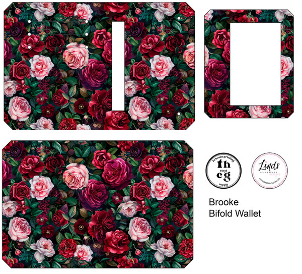 Cut and Sew Retail- Brooke Bifold Wallet PPD417 Floral on Litchi Vinyl (Flaw)