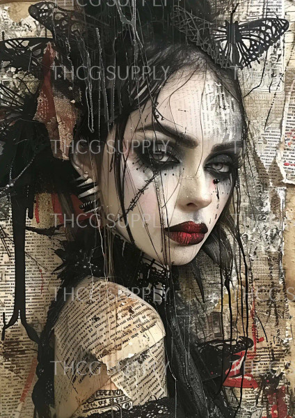 Journal Panel - ZD Woman Black Butterfly Red Lips