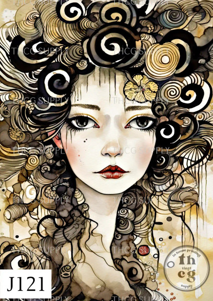 Journal Panel - J121 Ginny Alcohol And Ink Style Woman Collage