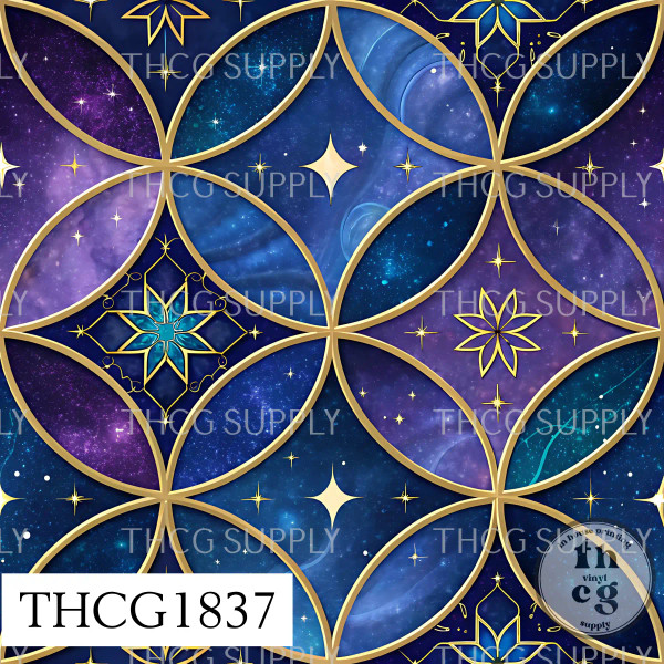 THCG1837 Night Circle Stained Glass