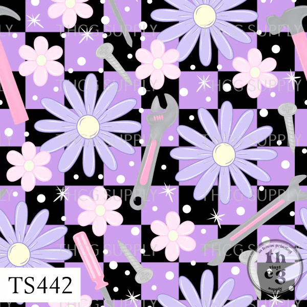 TS442 Floral Tool Purple Checker