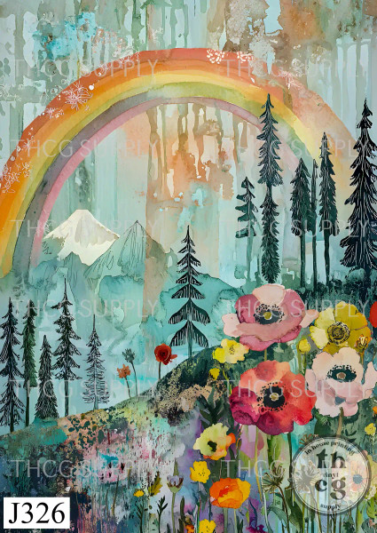 Journal Panel -J326 Pastel Whimsy Rainbow