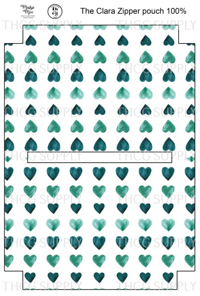 Cut and Sew - Clara Zipper Pouch CR565 Marine Hearts on White