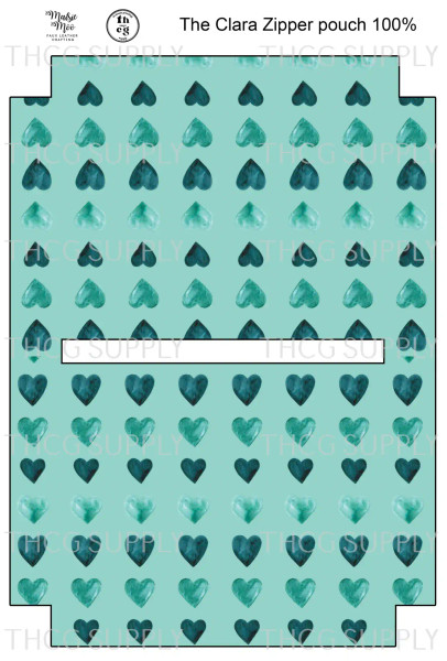 Cut and Sew - Clara Zipper Pouch CR564 Marine Hearts on Aqua