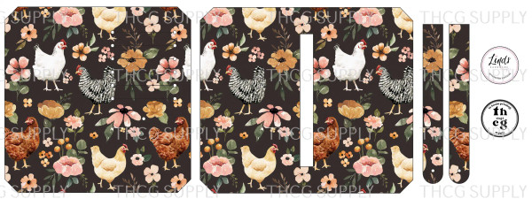 Cut and Sew - Purse Pal CR283 Chickens on Black