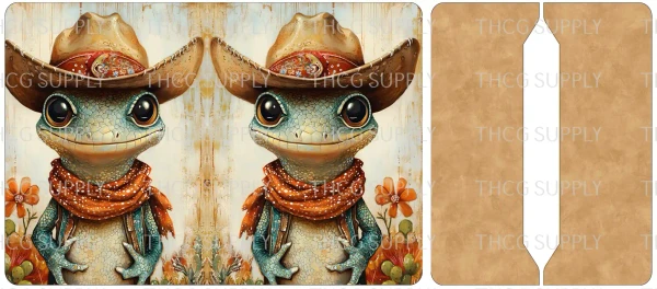 Cut and Sew - Mini Notebook Cover J363 Whimsical Desert Cowboy Gecko