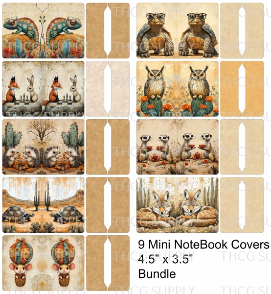Cut and Sew - Mini Notebook Cover - Whimsical Desert  2 Bundle