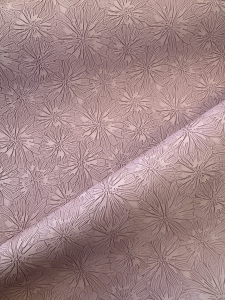 Starburst Petals  Embossed Faux Leather Vinyl - Vintage Mauve