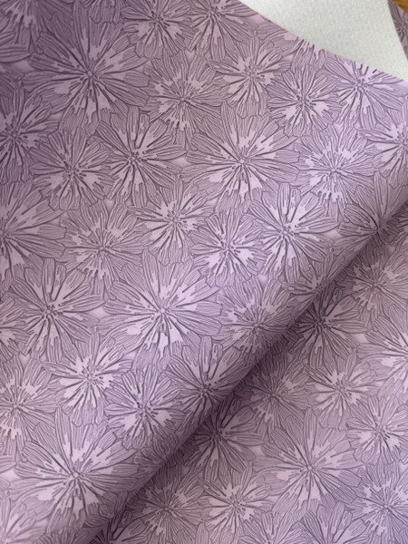 Starburst Petals  Embossed Faux Leather Vinyl - Smoked Lavender