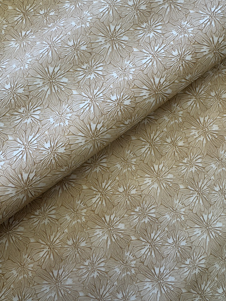 Starburst Petals  Embossed Faux Leather Vinyl - Warm Sand