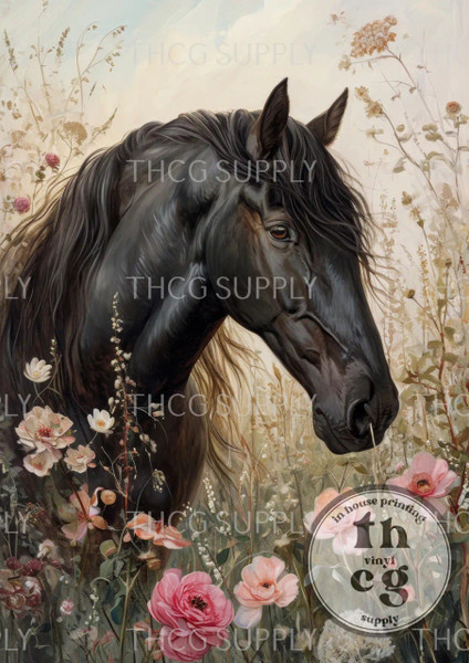 Retail Journal Panel  -  J823 Black Horse A4 size on Litchi Vinyl