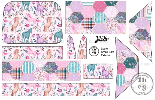 Cut and Sew - Louie Template LAA001 Unicorn floral pink
