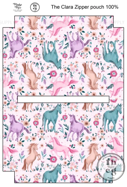 Cut and Sew - Clara Zipper Pouch LAA001 Unicorn floral pink